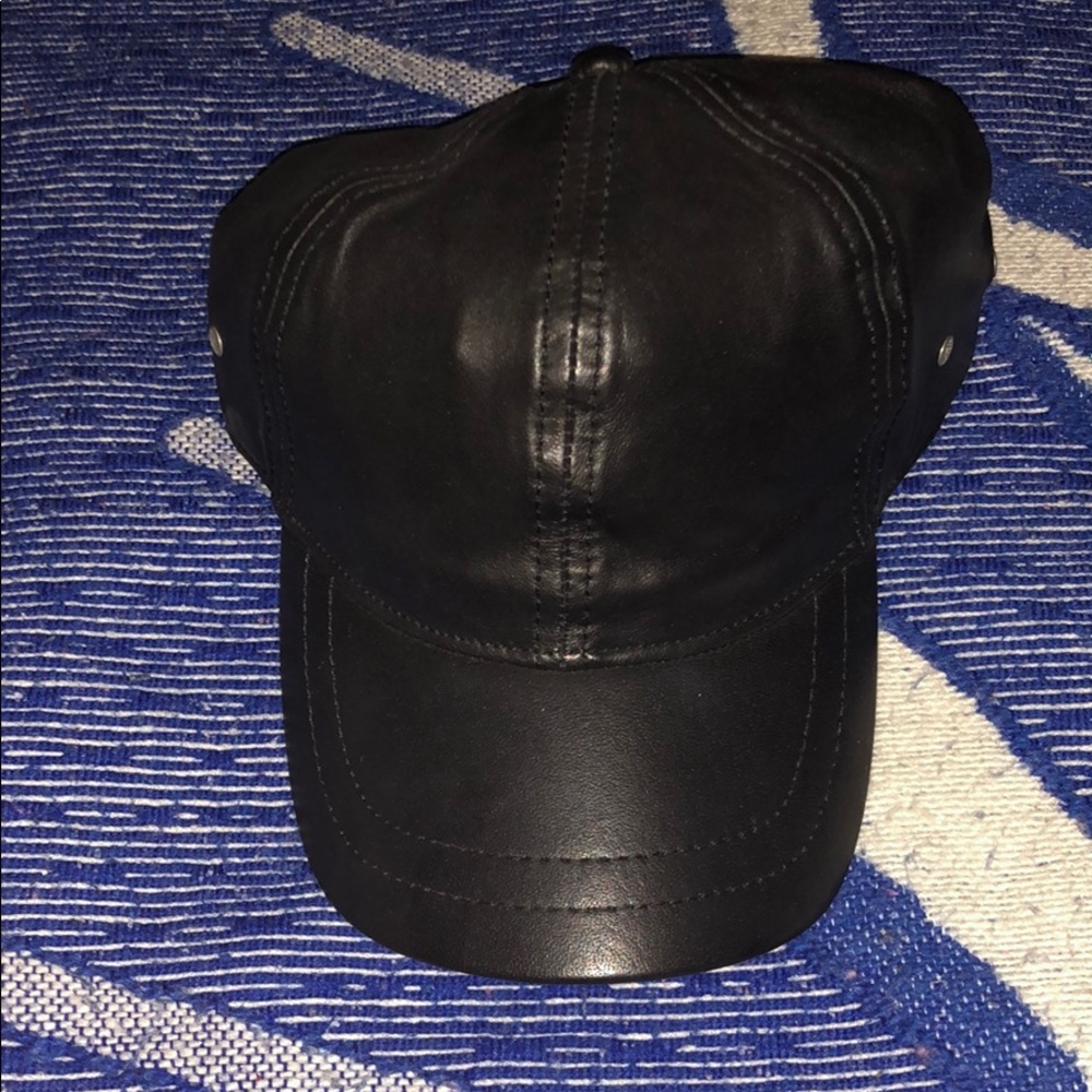 Black leather cap
